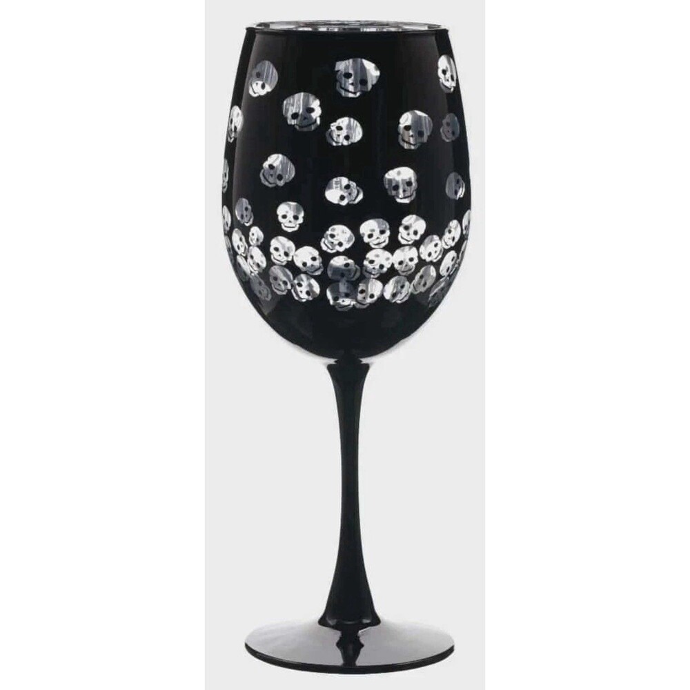 Way to Celebrate Halloween Two Tone Wine Glass Skulls Set of 2